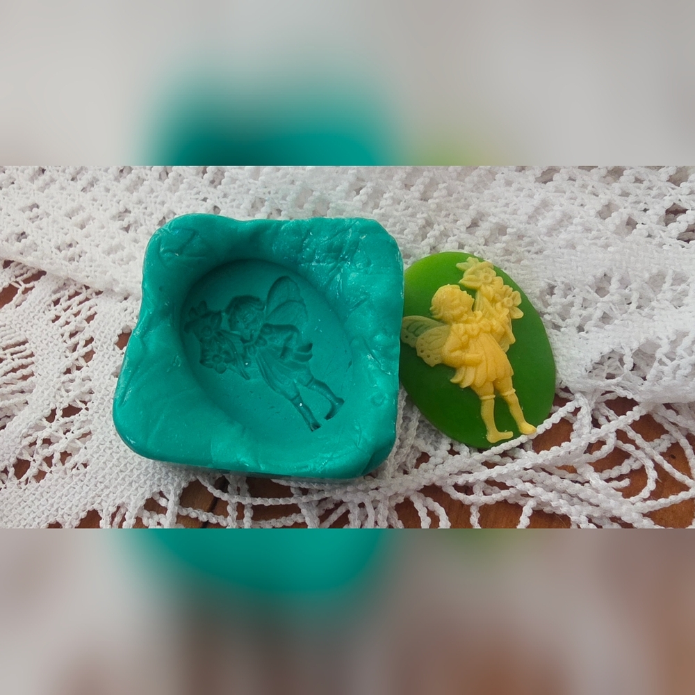 Standing Fairy Child Cameo Mold, Jewelry Making For Resin / Polymer Clay